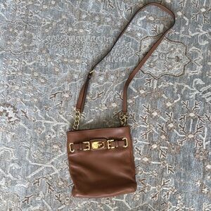 Michael Kors Brown Crossbody Bag with Gold Accents